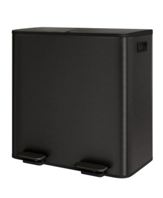 2 x 10.6 gal Stainless Steel Double Trash Can, Step-on Recycle Bin Combo with Lid for Kitchen