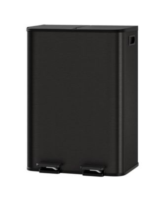 2 x 8 gal Stainless Steel Double Trash Can, Step-on Recycle Bin Combo with Lid for Kitchen