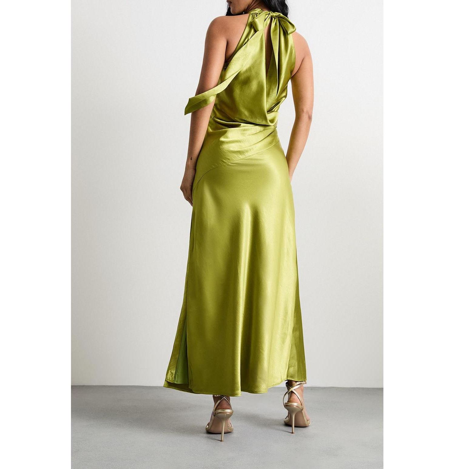 Women's Satin Cowl-Neck Maxi Dress