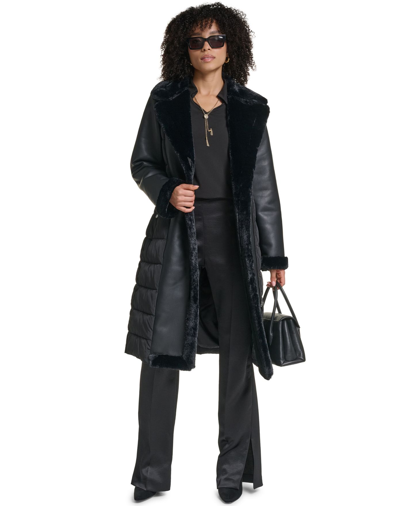 Женская куртка KARL LAGERFELD PARIS Long Belted Puffer, цвет: Чёрный — фото 6