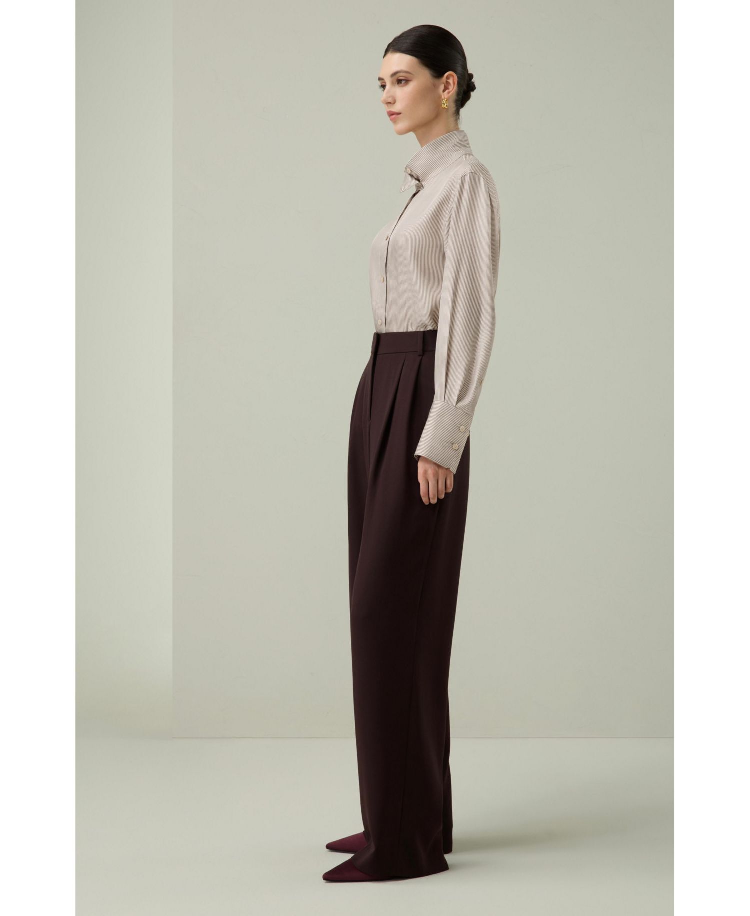 Women's Milano Silk Oversized Stand Collar Shirt