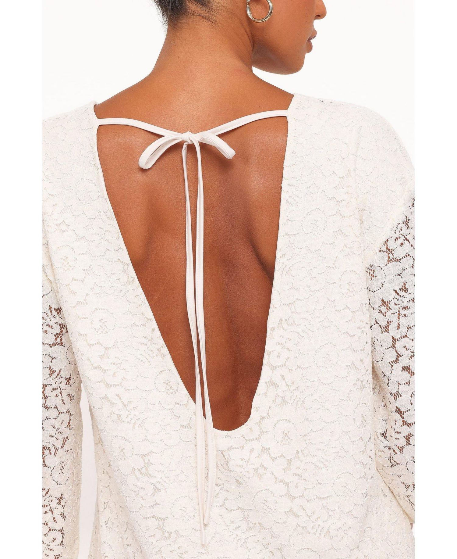 Women's Lula Long-Sleeve Lace Back-Tie Mini Dress
