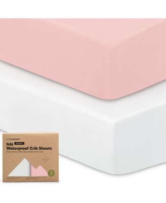 Waterproof Crib Sheets for Boys, Girls, 2pk Baby Fitted Crib Sheet, Waterproof Crib Mattress Protector Sheets