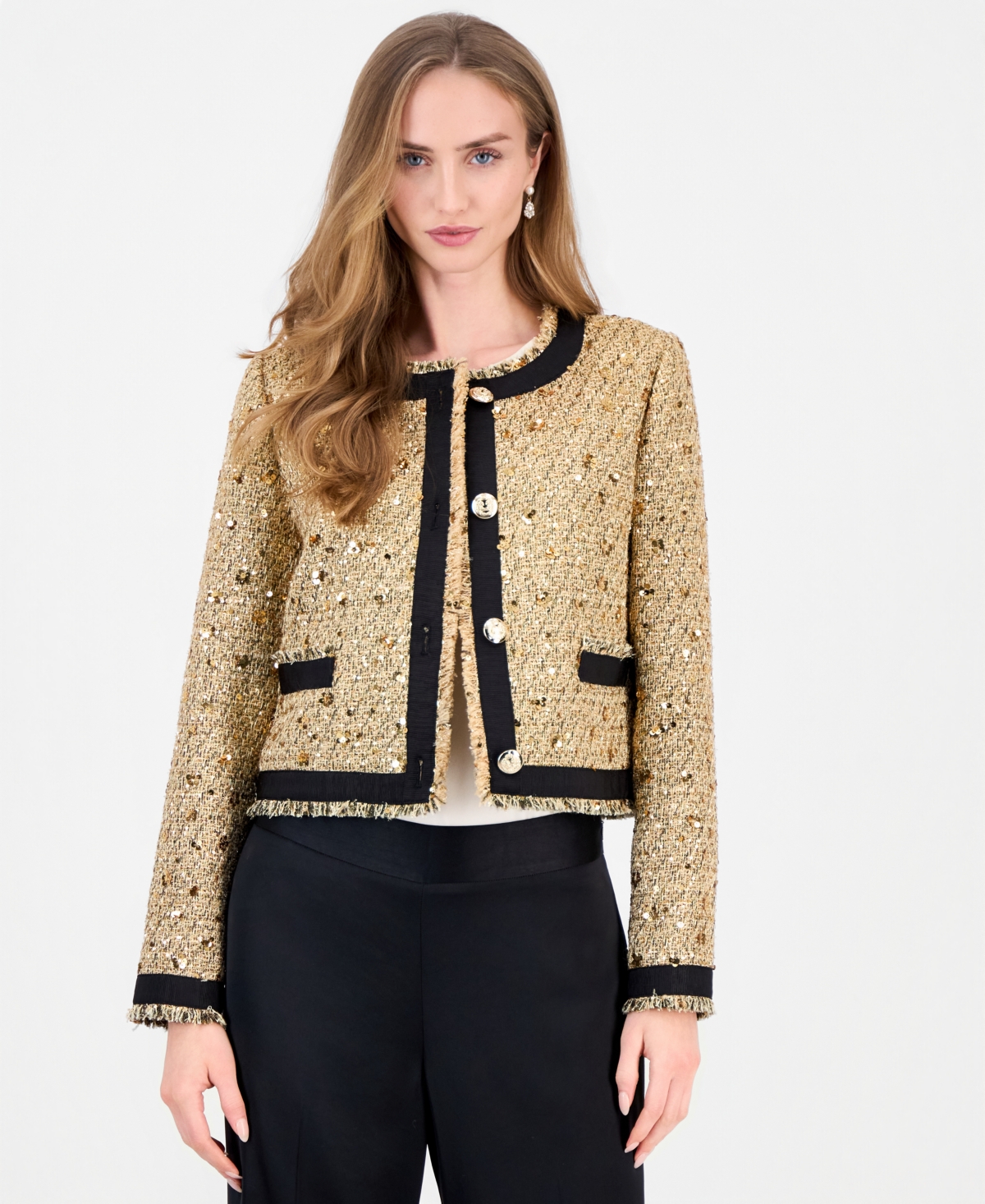 Elie Tahari Women's Hadley Sequin Single-Breasted Jacket - Gold Sequi