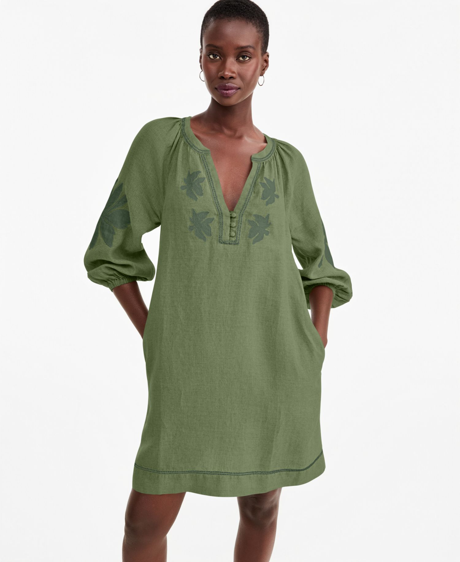 Women's Delave Linen Appliqu&eacute; Shift Dress
