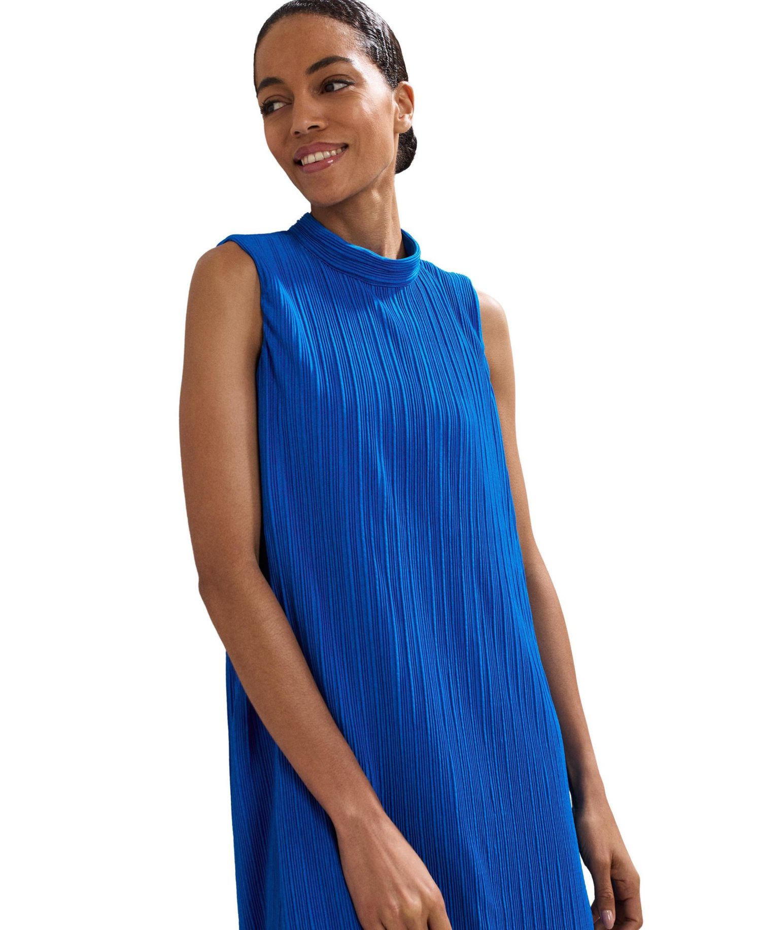 Women's Betsie Fine-Plisse Funnel-Neck Sleeveless Dress