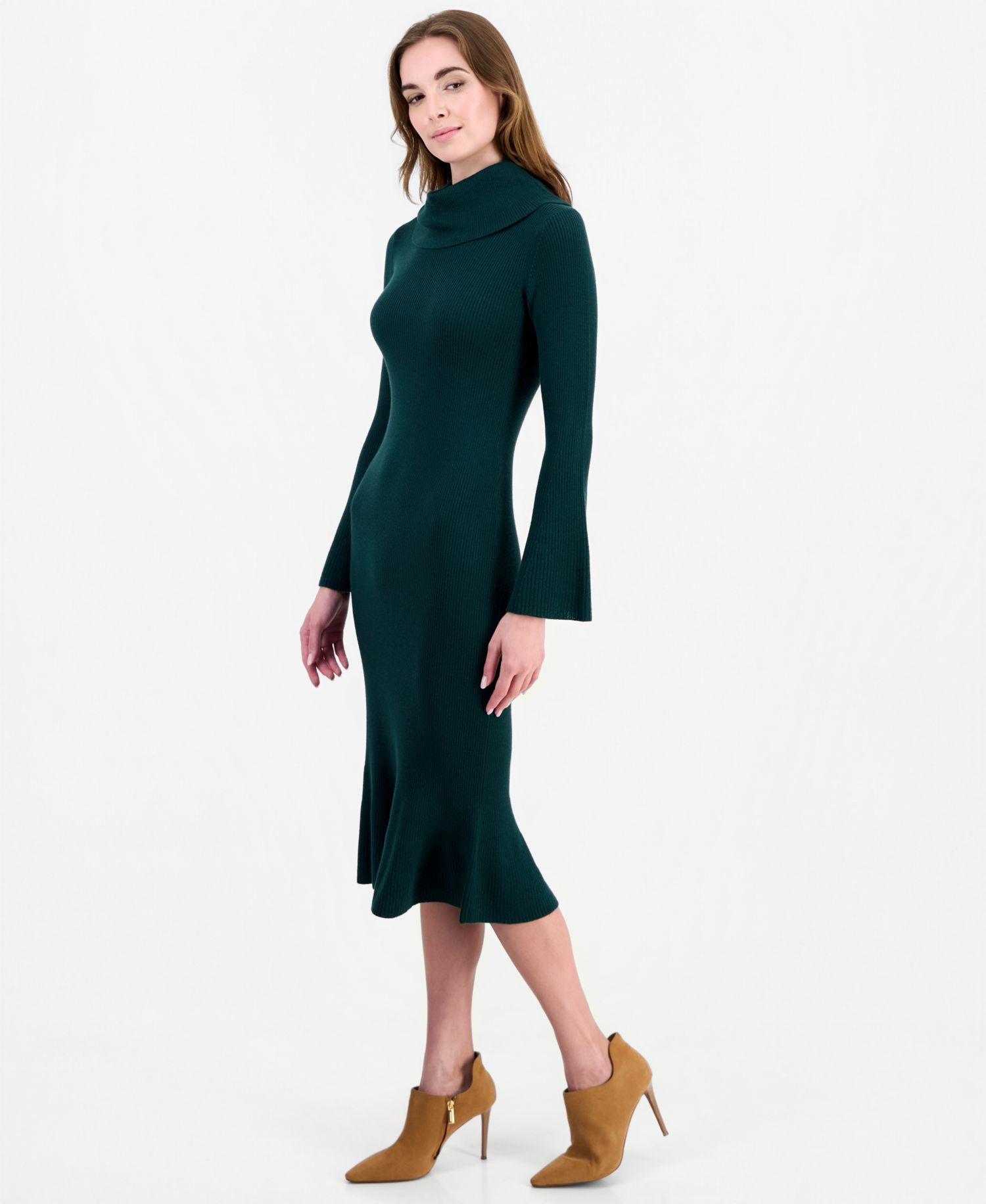 Women's Lucia Merino Wool Cowl Neck Midi Sweater Dress