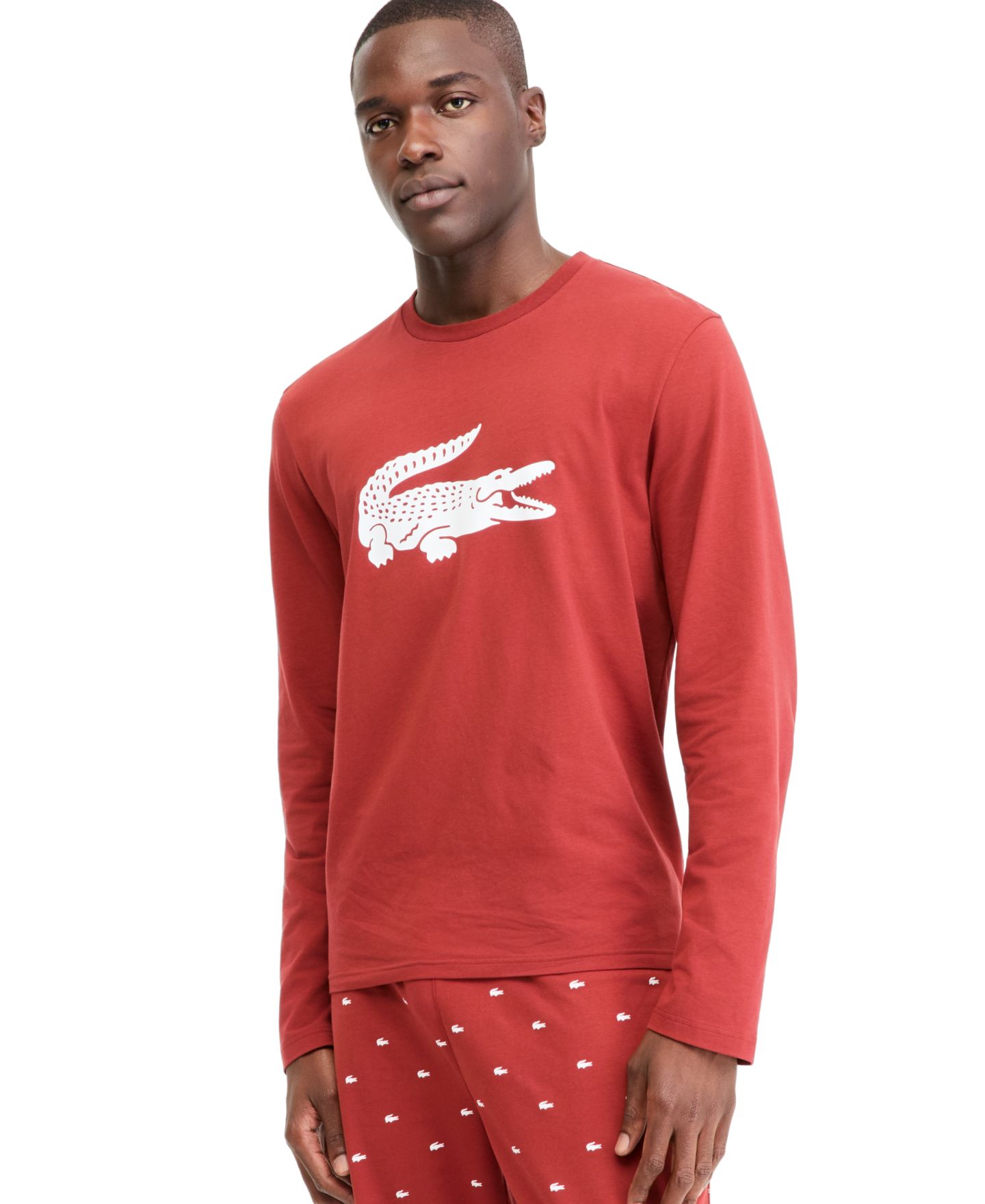 Пижамный комплект для мужчин, джерси, 2 предмета — Lacoste, цвет: Carmine — фото 5