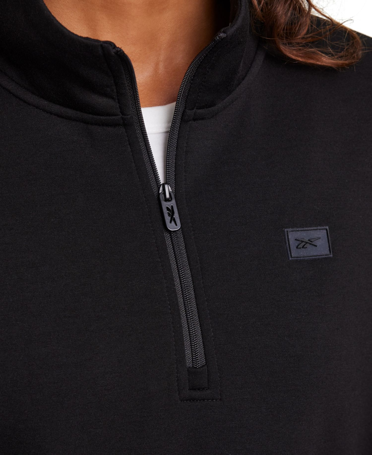 Women's Double Knit Cropped Half Zip Long-Sleeve Sweatshirt