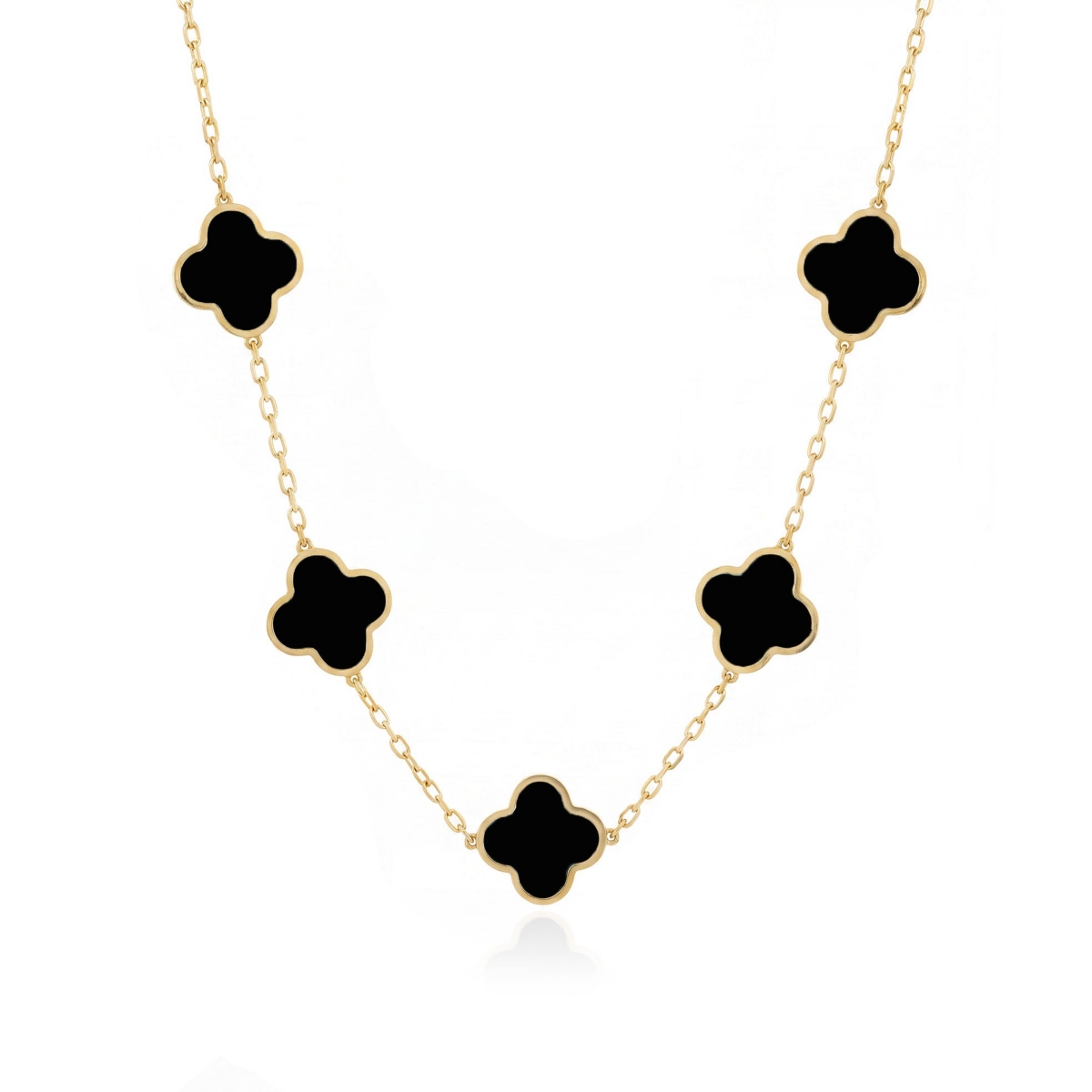 The Lovery Classic Onyx Clover Necklace 14K Gold Plated Sterling Silver - Gold plated sterling silver
