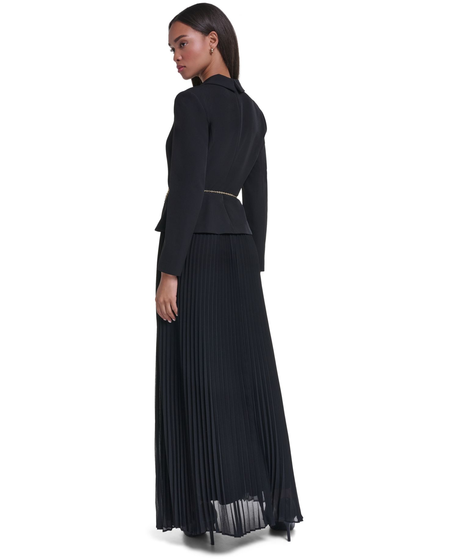 Women's Floor-Length Tuxedo-Inspired Gown