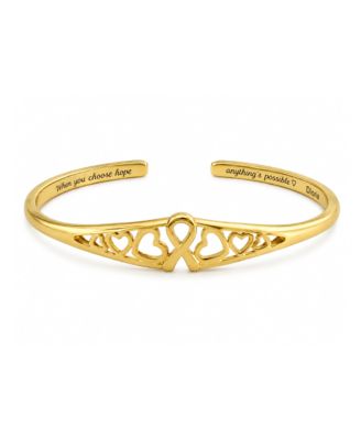Choose Hope Cancer Awareness Heart Engraved Adjustable Cuff Bracelet
