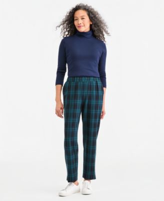Women's Plaid Pull-On Straight-Leg Pants