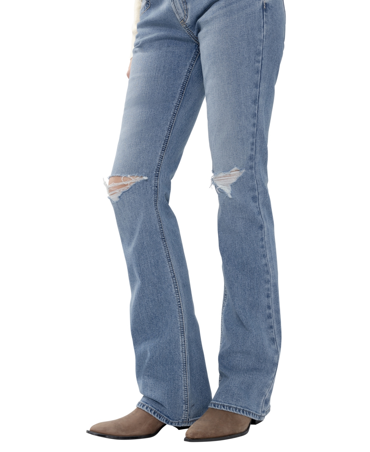 Silver Jeans Co. Women's Suki Low-Rise Distressed-Knees Bootcut