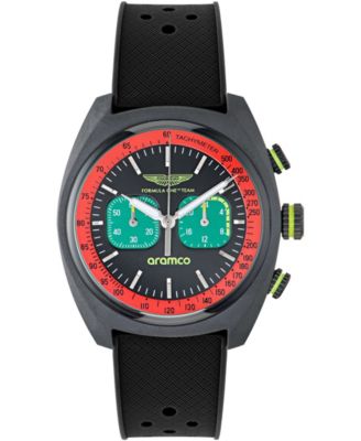 Men's Quartz Round Black Silicone Strap Watch 43mm