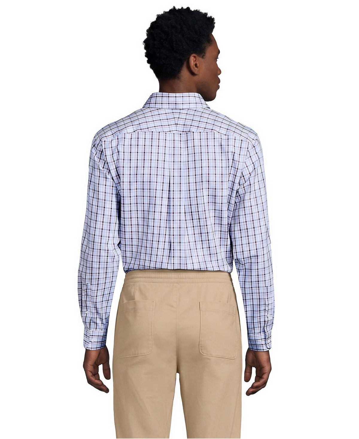 Lands' End Men's Traditional Fit Solid No Iron Supima Pinpoint Buttondown Collar Dress Shirt
