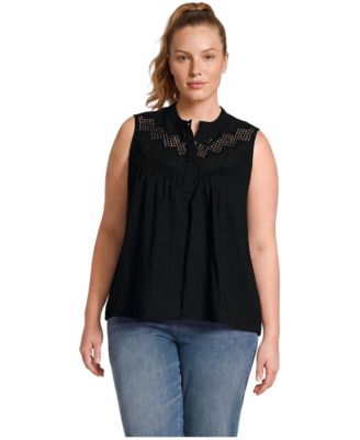 Plus Size Sleeveless Eyelet Blouse