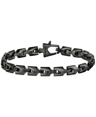 Men's Black-Tone Stainless Steel Tuning Fork Link Bracelet, 8"