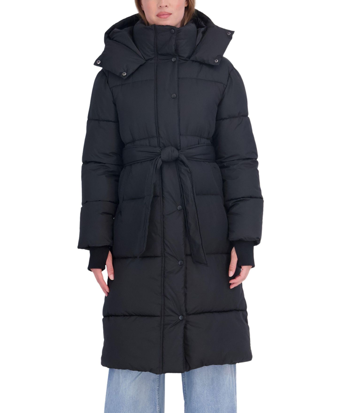 Женская куртка Sebby Collection Long Hooded Puffer, цвет: Чёрный — фото 4