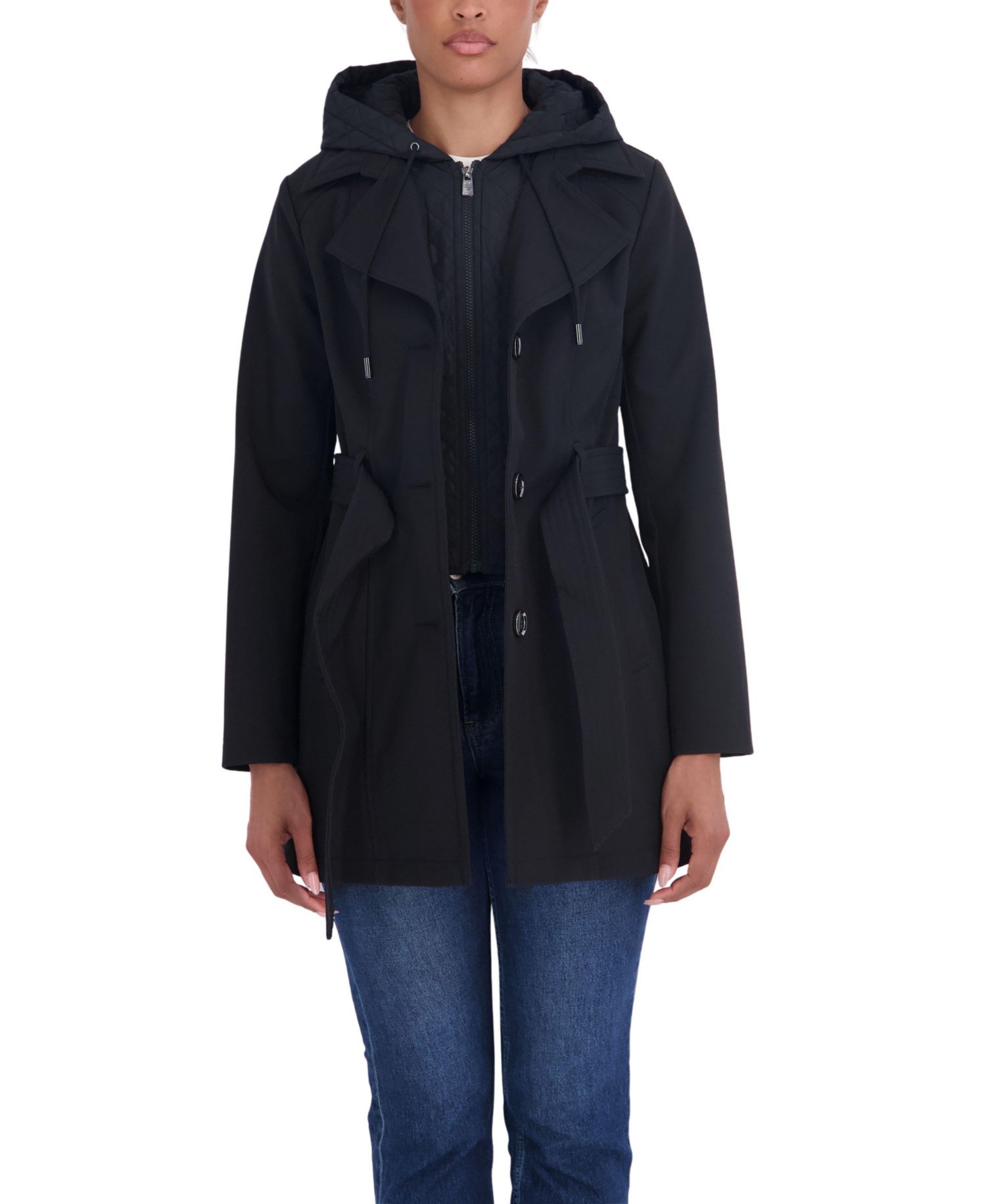 Women's Hooded Softshell Trench Coat