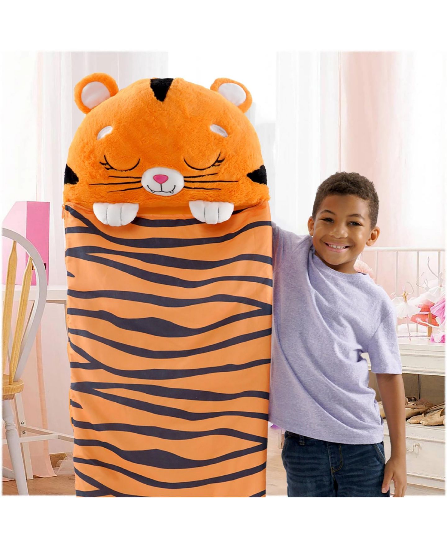 Детские мягкие игрушки Happy Nappers Tiger Tobi Large Weighted Pillow and Sleepy Sack — фото 6