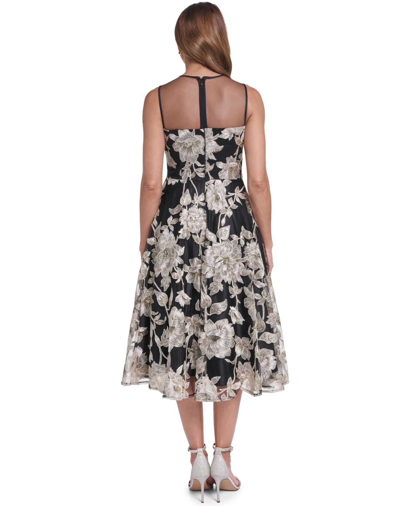 Женское платье Eliza J Floral Lace A-Line Midi, цвет: Чёрный — фото 5