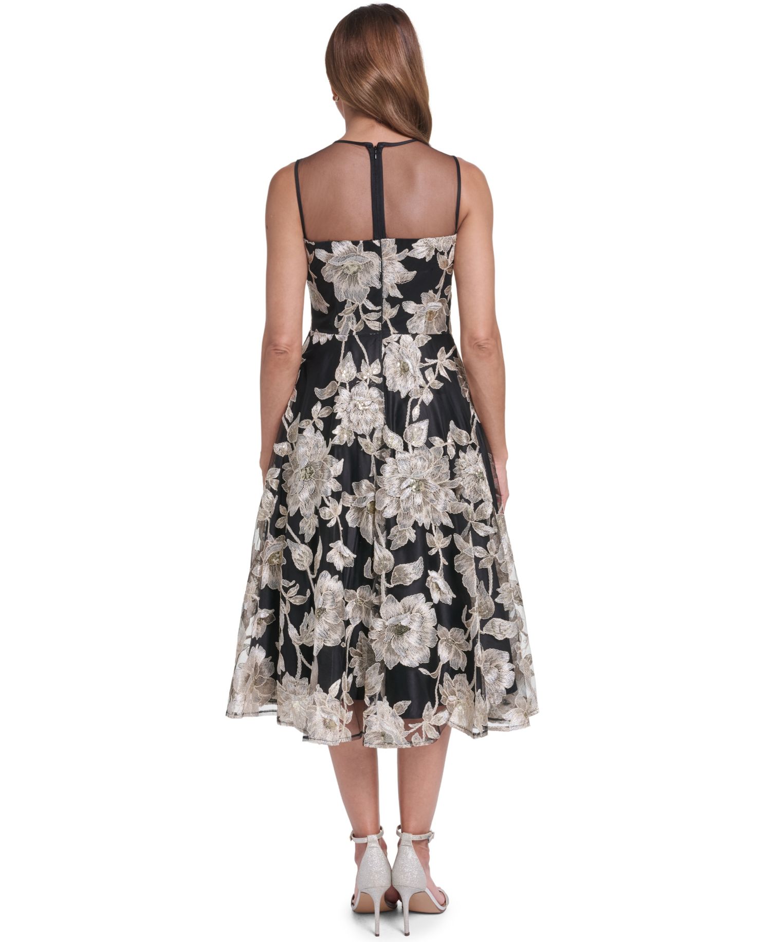 Women's Floral Lace A-Line Midi Dress