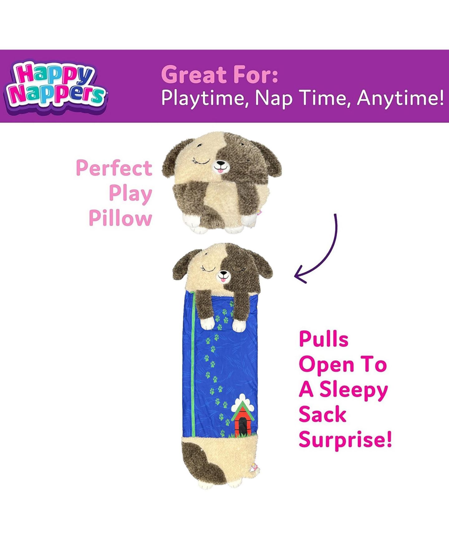 Детские мягкие игрушки Happy Nappers Weighted Plush Dog Large Pillow and Sleepy Sack — фото 3