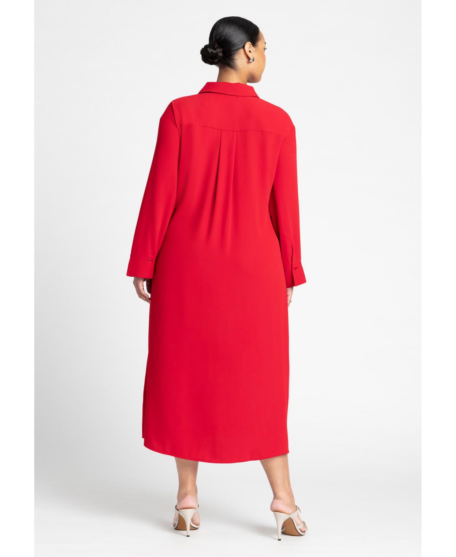 Women's Tie-Front Oversized Midi Shirt Dress