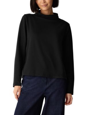 Women's Brushed-Fleecy Funnel Neck Long-Sleeve Top