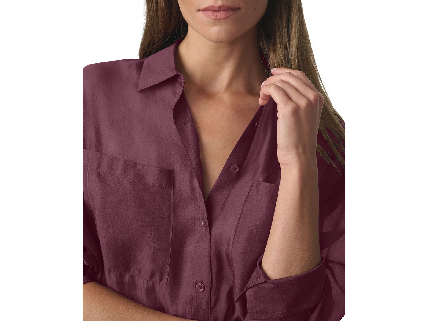 Женская рубашка Joe's Jeans Organza Boyfriend Sheer Long-Sleeve Button-Up, цвет: Бордо — фото 4