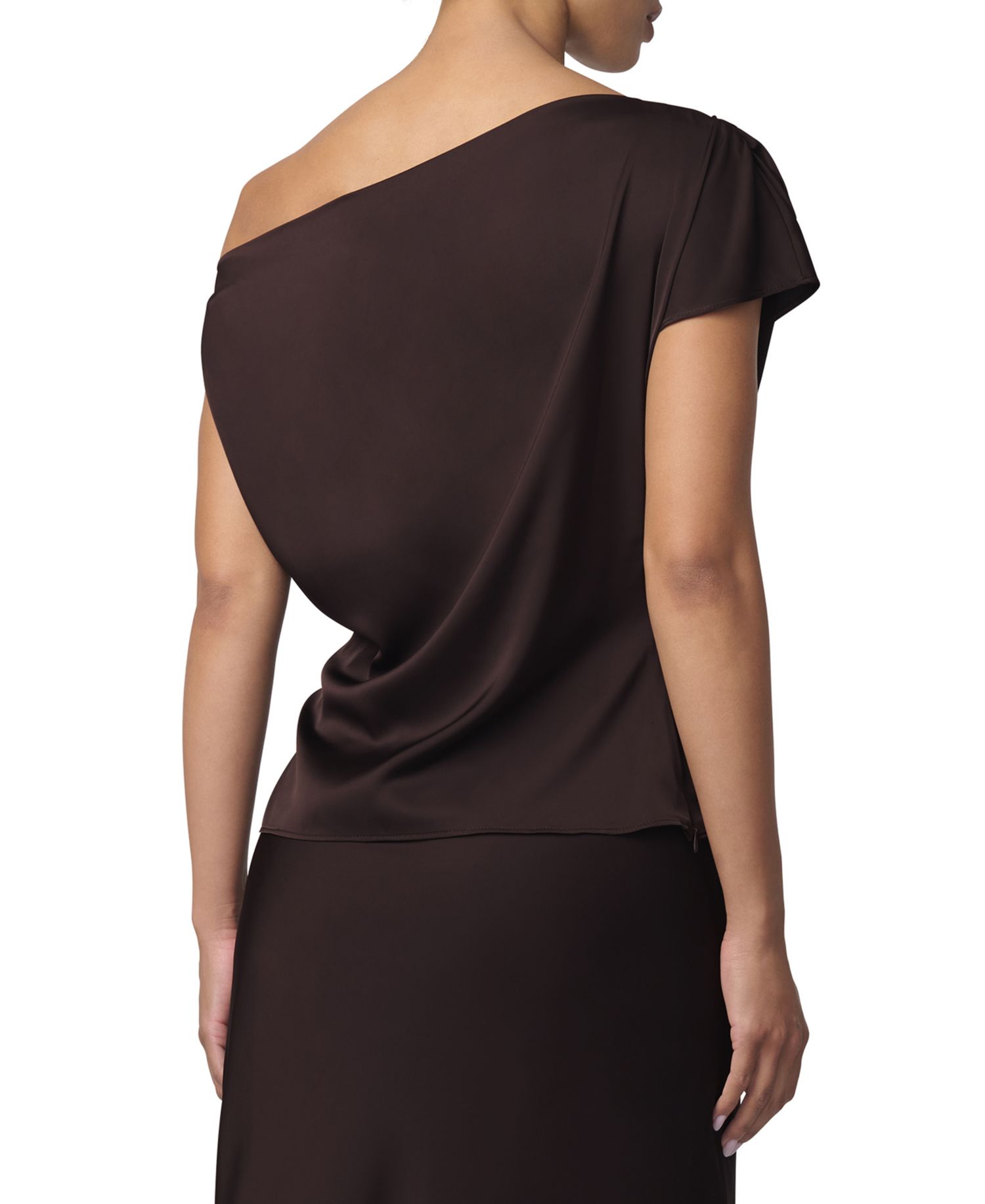 Women's Isla Asymmetrical Satin Drape Neck Blouse