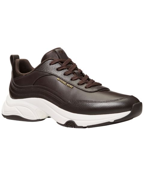 Мужские кроссовки Michael Kors Hartley Lace-up Leather Low Top, цвет: Шоколадный