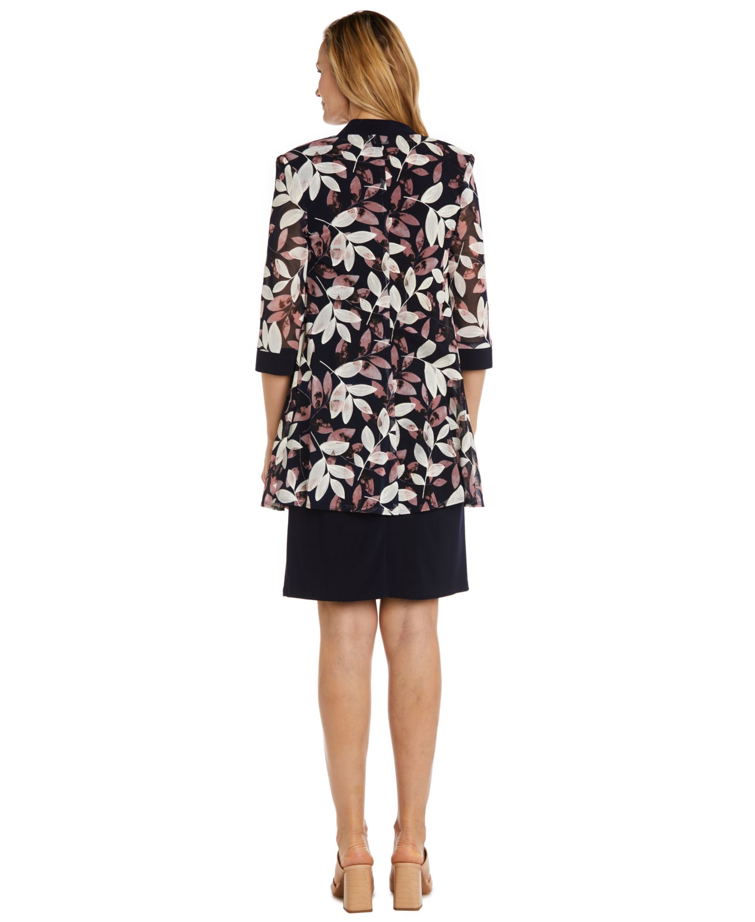 Women's Printed 3/4-Sleeve Dress and Jacket, 2-Piece Set