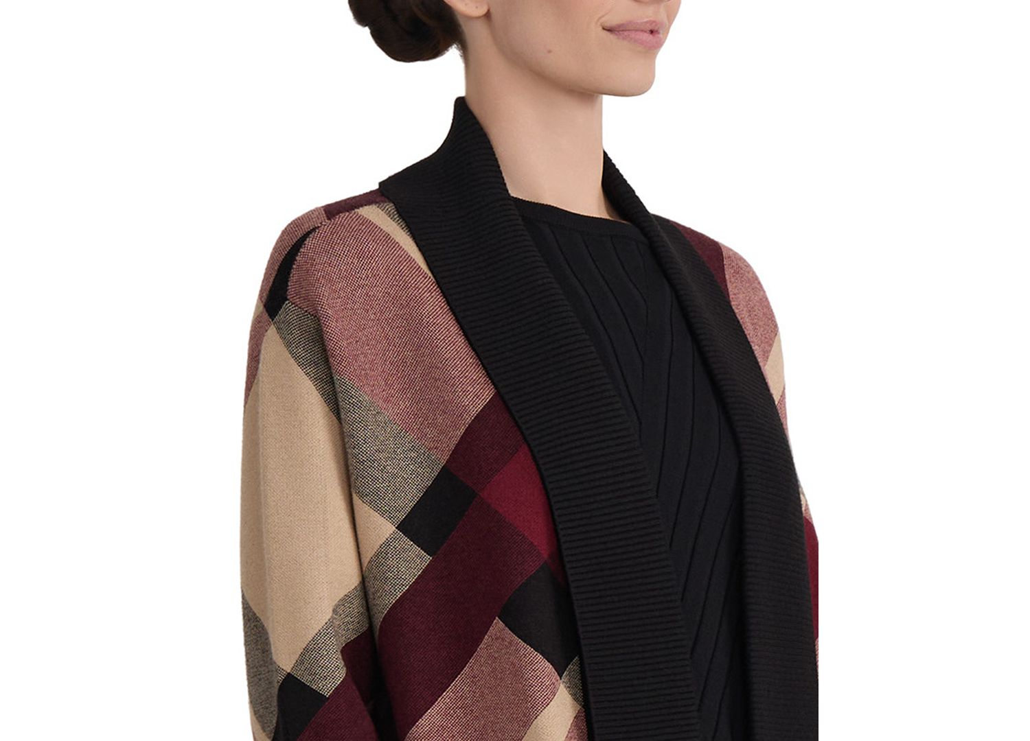 Plus Size Plaid Turnback Collar Cardigan