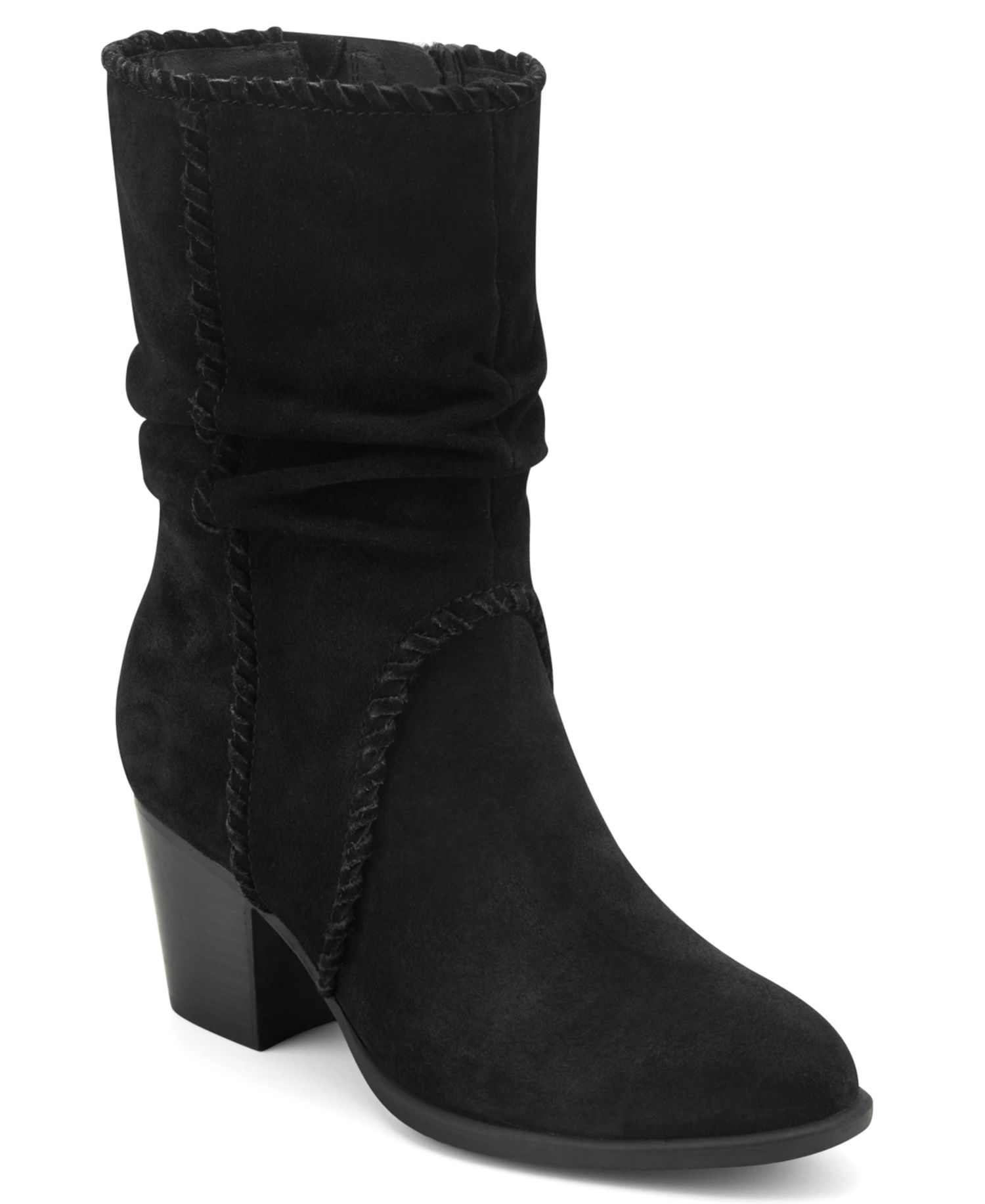Women's Venla Suede Slouch Whipstitch Block Heel Boots