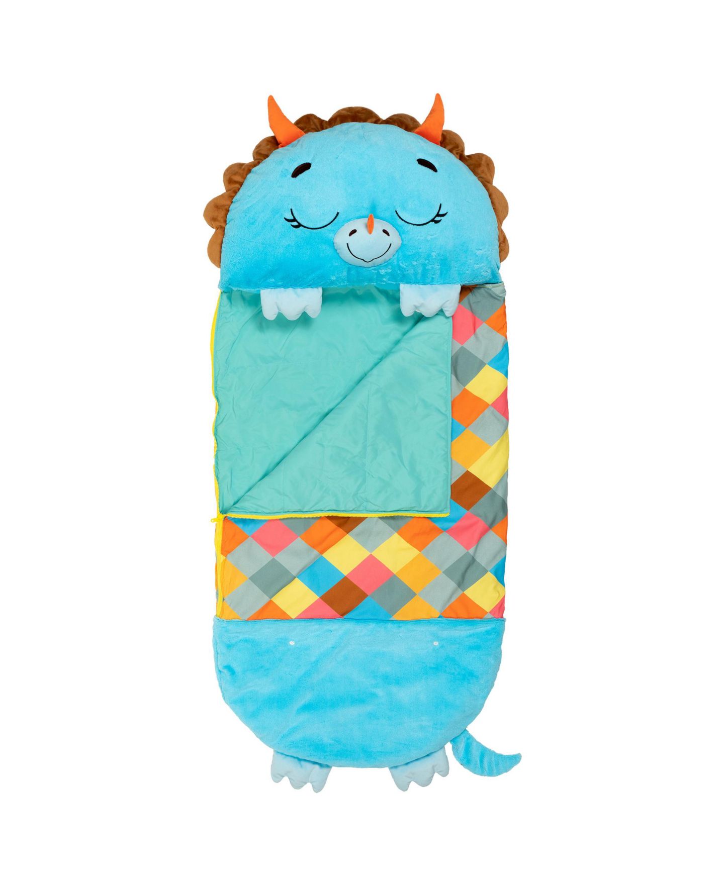 Детские мягкие игрушки Happy Nappers Triceratops Timmy Medium Pillow and Sleep Sack, цвет: Синий — фото 1