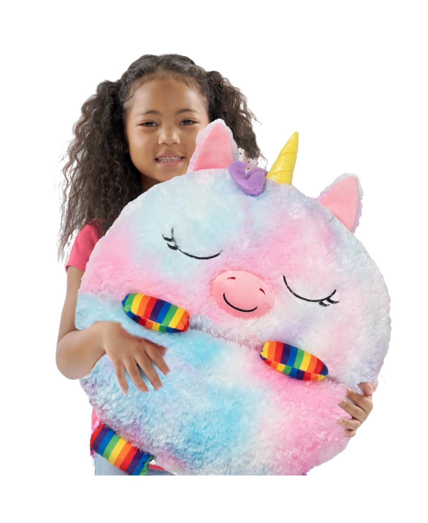 Детская мягкая игрушка Happy Nappers Rainbow Unicorn Large Pillow-and-Sleeping-Bag Weighted Plush — фото 5
