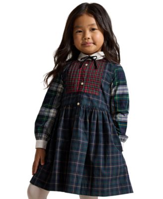 Girls' 2T-6X Plaid Cotton Poplin Fun Long-Sleeve Shirt Dress