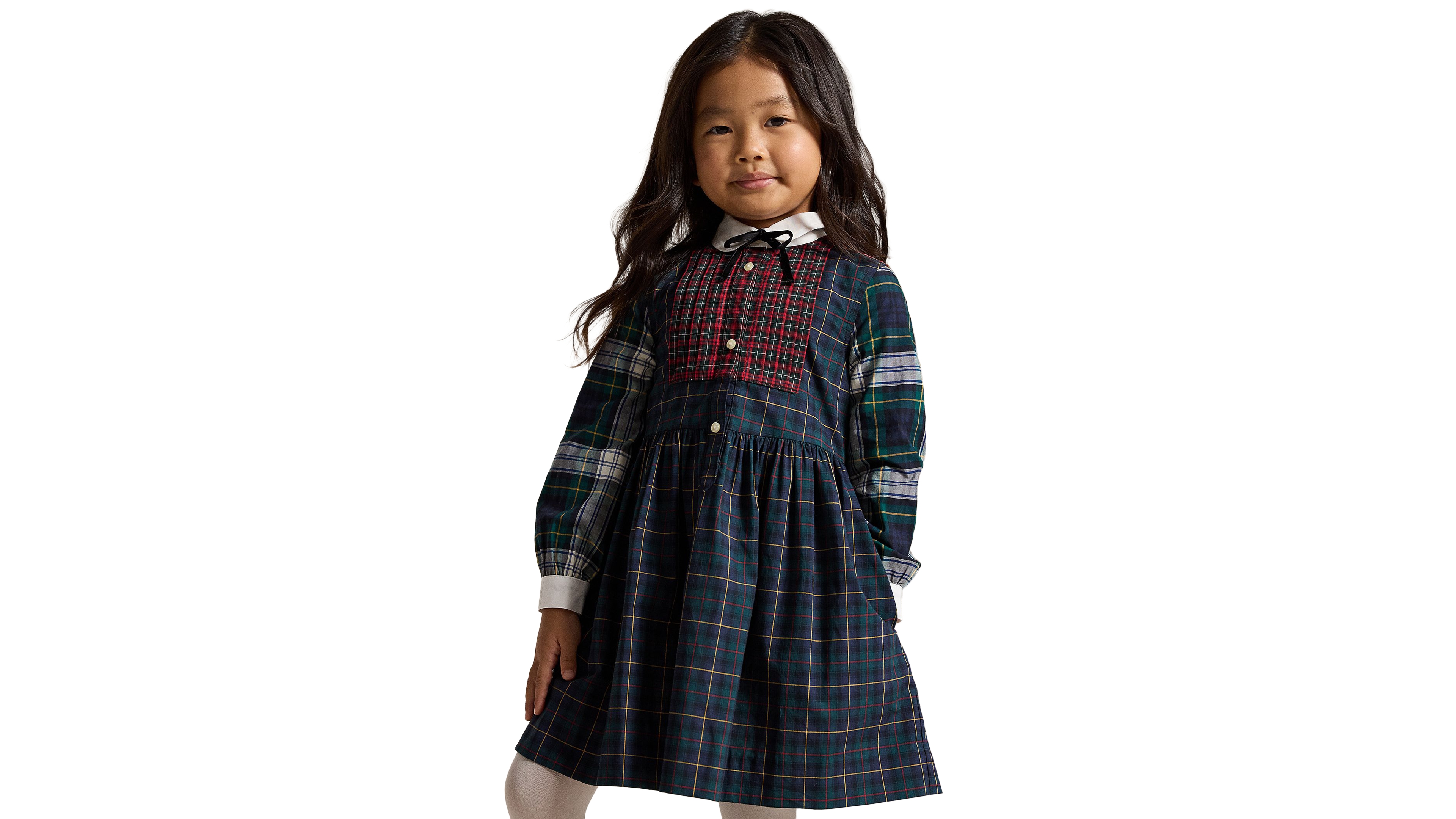 Polo Ralph Lauren Girls' 2T-6X Plaid Cotton Poplin Fun Long-Sleeve Shirt Dress