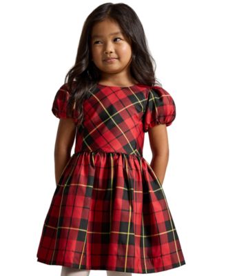 Girls' 2T-6X Plaid Short-Sleeve Taffeta Dress