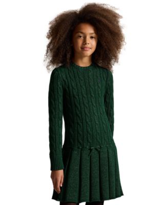 Girls' 7-16 Metallic Cable-Knit Sweater Dress