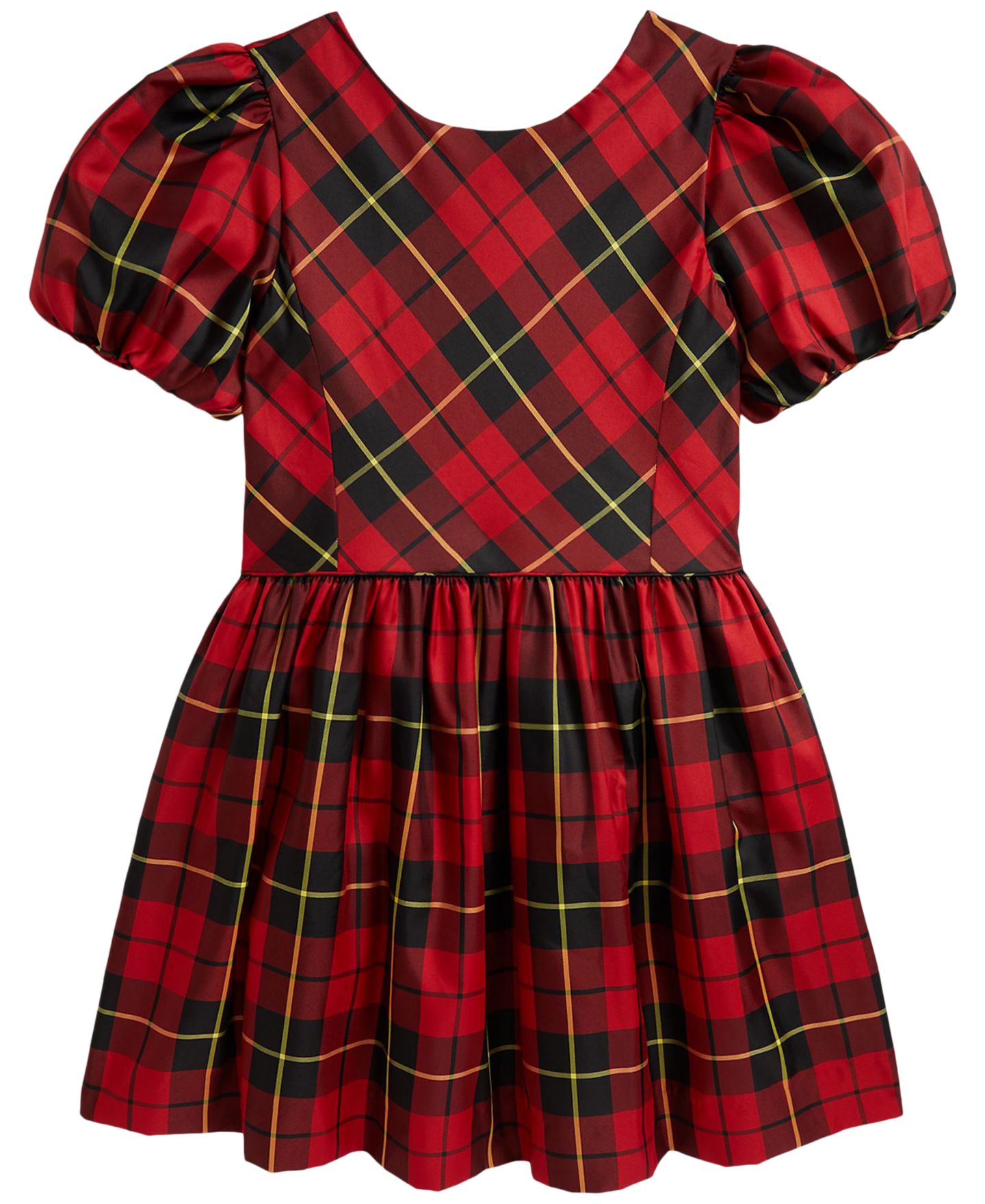Платье Polo Ralph Lauren Plaid Short-Sleeve Taffeta для девочек, цвет: Красный / Чёрный разноцветный клетчатый — фото 5