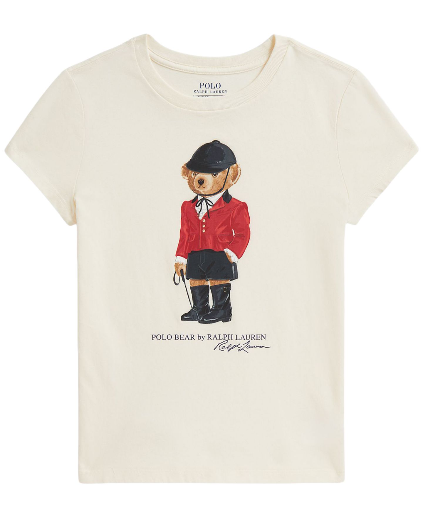 Футболка Polo Ralph Lauren Polo Bear Graphic Cotton для девочек, цвет: Кремовый — фото 1