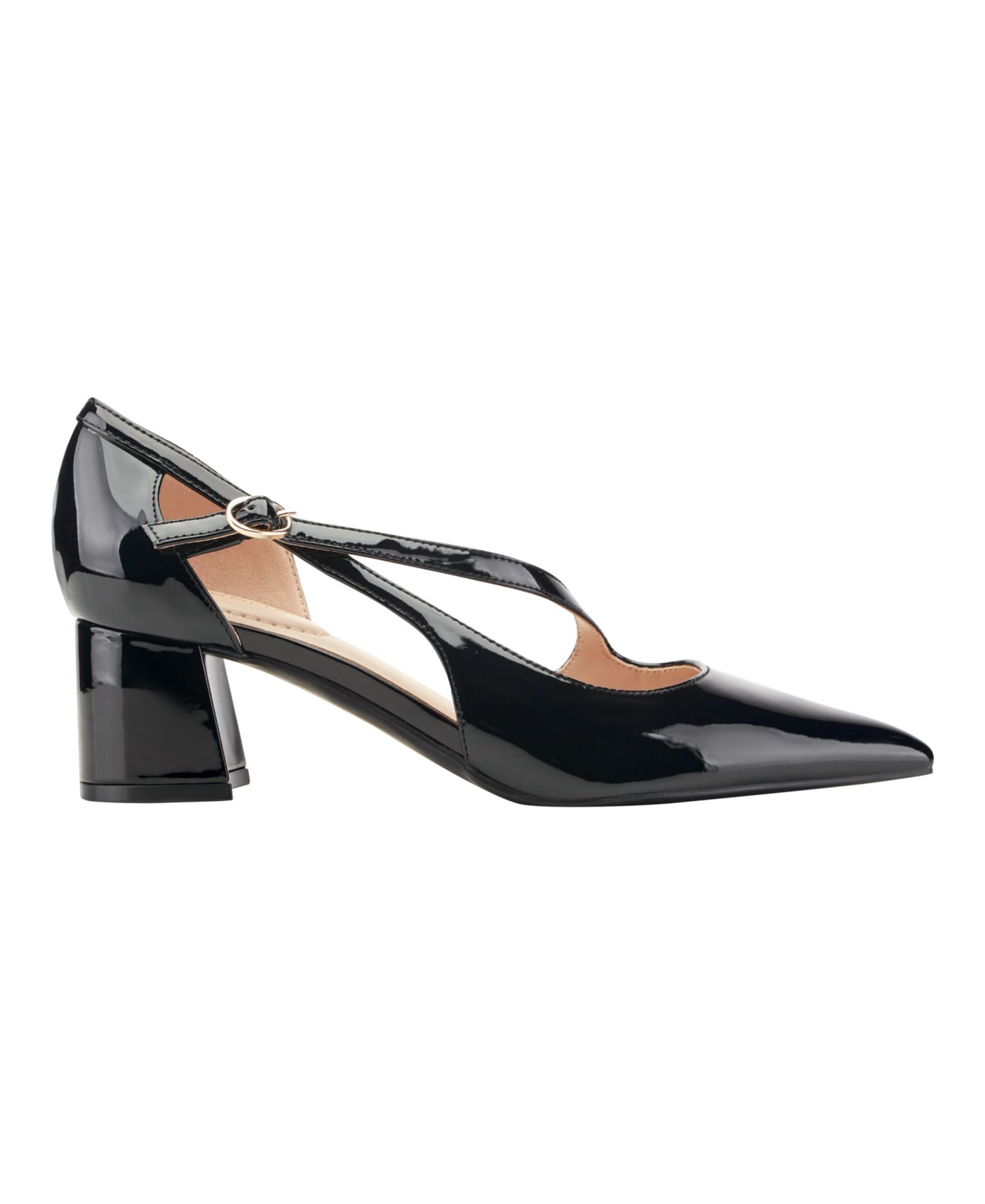 Женские туфли Bandolino Steve Asymmetrical d'Orsay Block Heel Pumps, цвет: Чёрный лаковый — фото 2