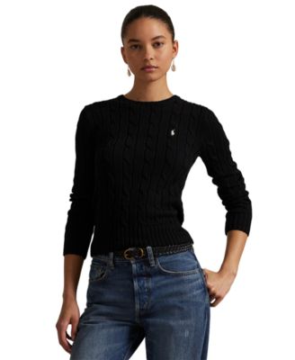 Women's Cable-Knit Cotton Crewneck Sweater
