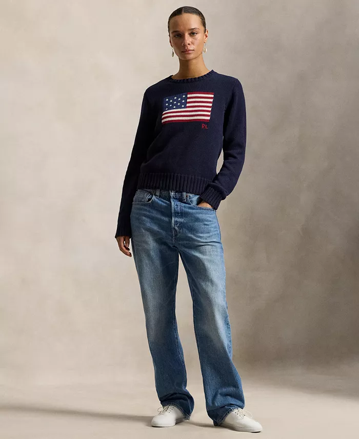 Women's Flag Cotton Crew Neck Sweater - thumbnail 8