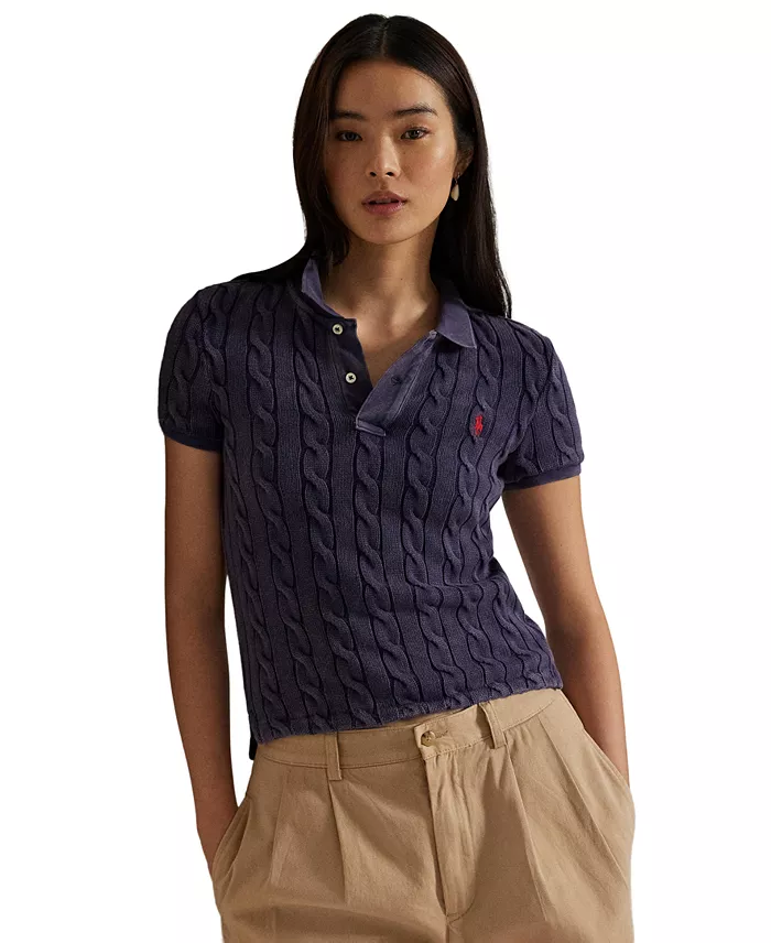 Women's Cable-Knit Polo Shirt