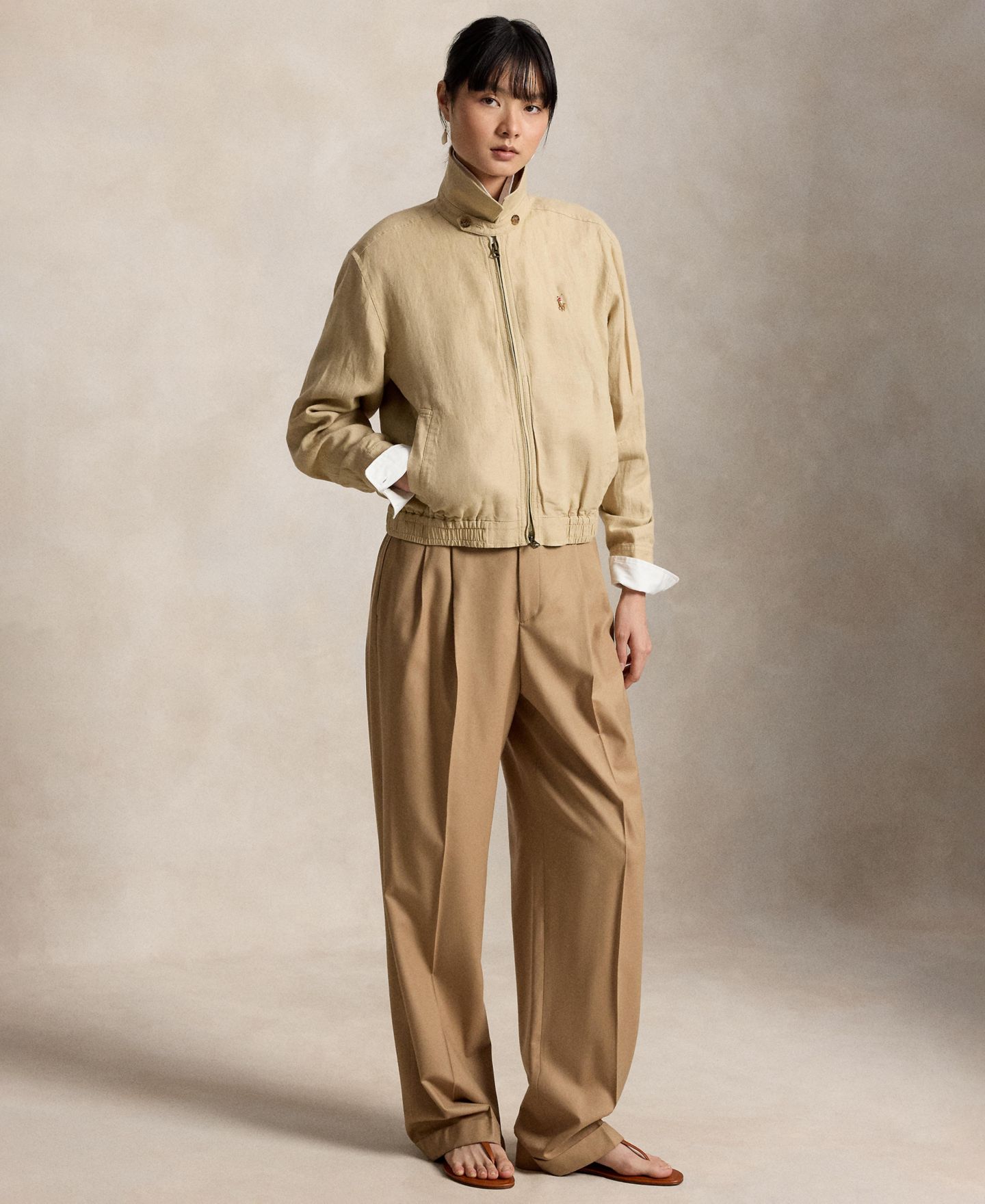 Женская куртка Polo Ralph Lauren Linen Windbreaker, цвет: Рыжевато-коричневый — фото 2