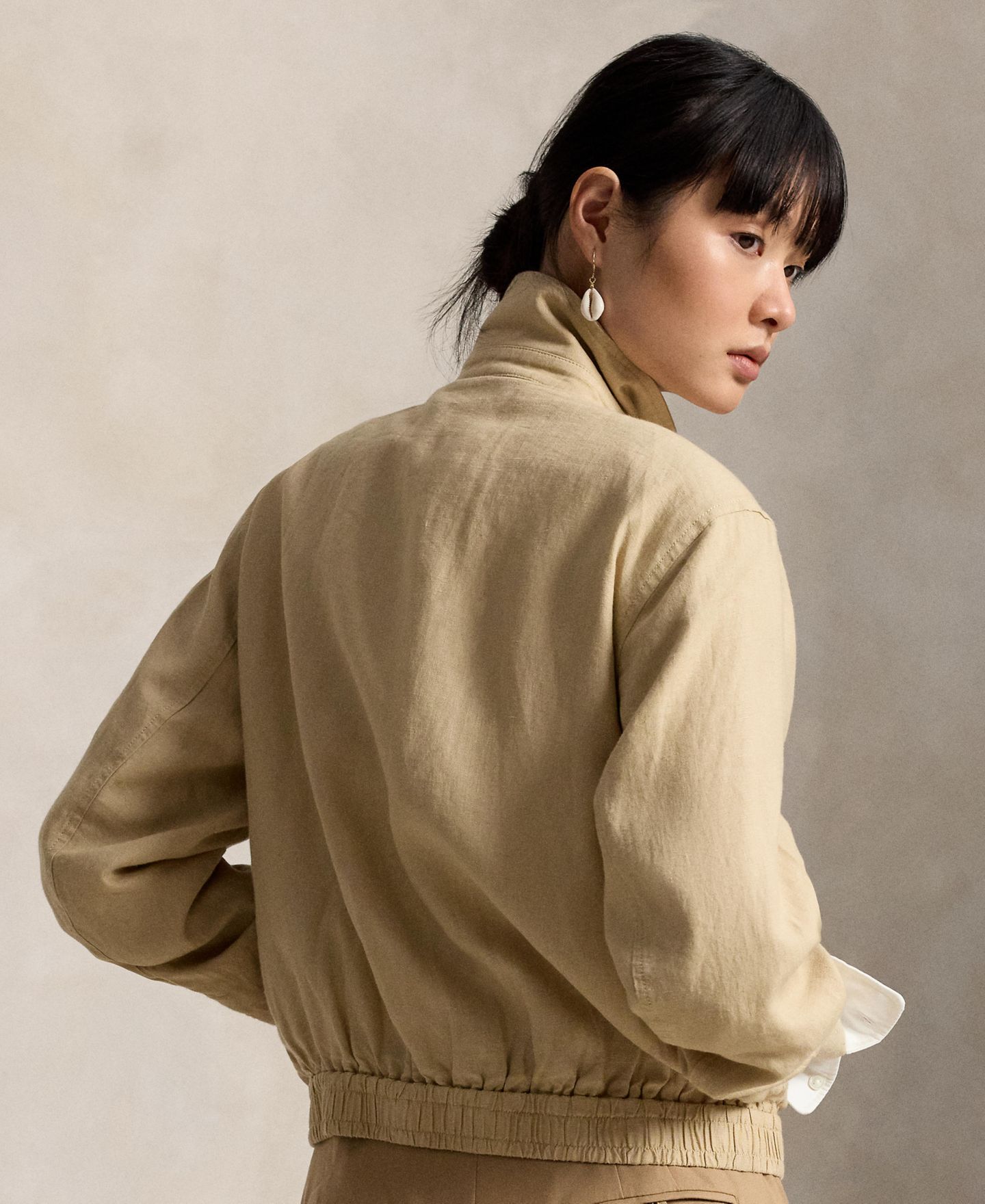 Женская куртка Polo Ralph Lauren Linen Windbreaker, цвет: Рыжевато-коричневый — фото 6